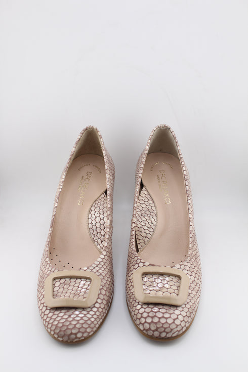 DFC Relax Hexagonal Textured Block Heel Pumps